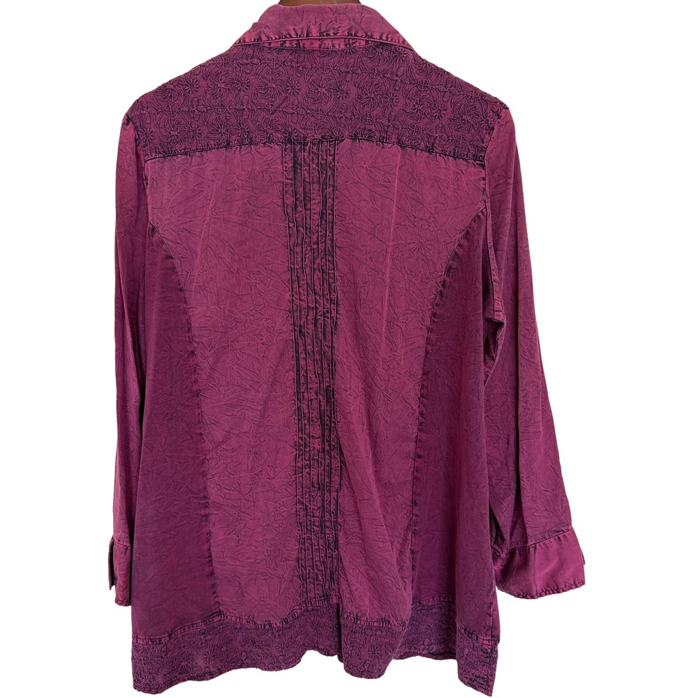 Parsley & Sage Embroidered Button Down Tunic Top XL Art To Wear NEW - Picture 3 of 6